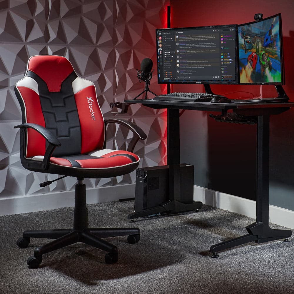 Saturn Mid-Back Wheeled Esport Gaming Chair for Juniors and Teens - Black/Red