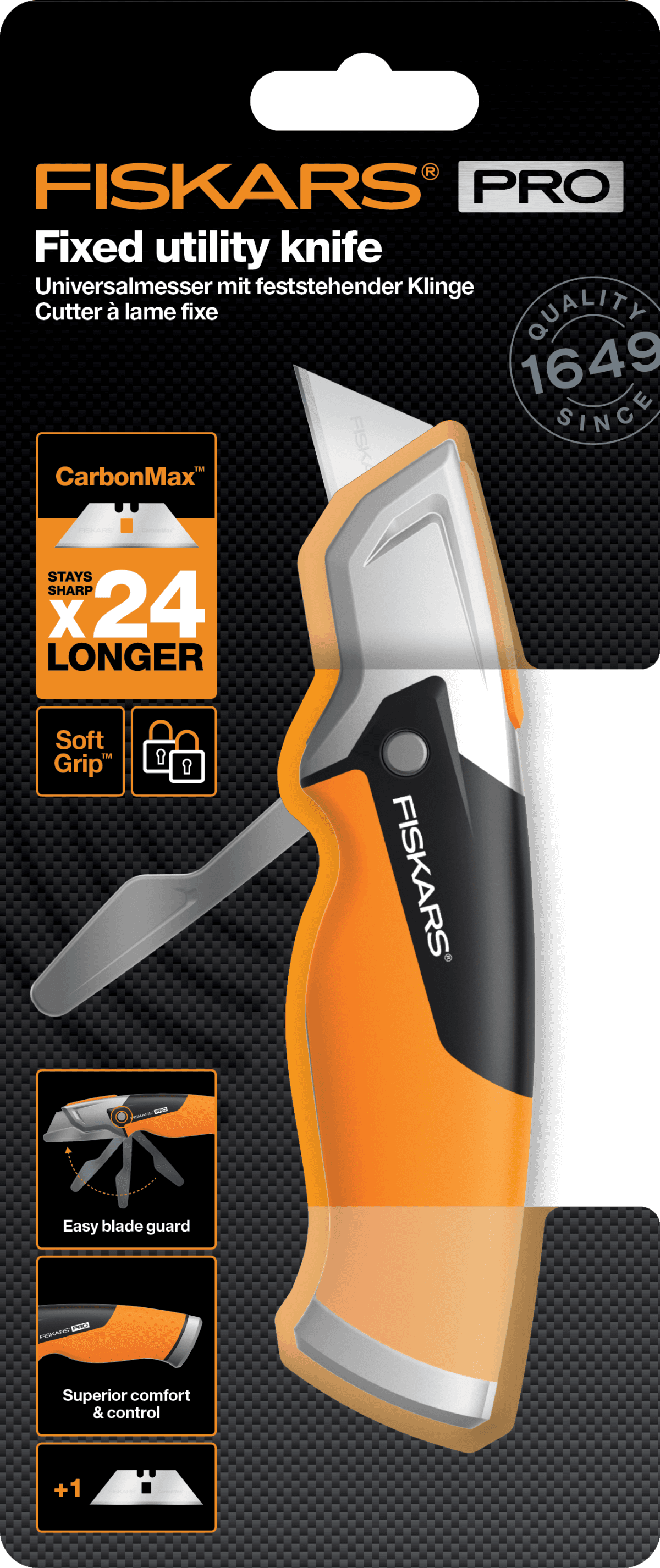 Fiskars - CarbonMax Utility Knife - Fixed Blade