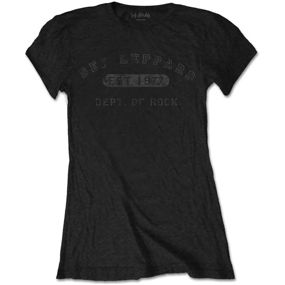 Def Leppard: Ladies T-Shirt/Collegiate Logo (Black) (Medium)