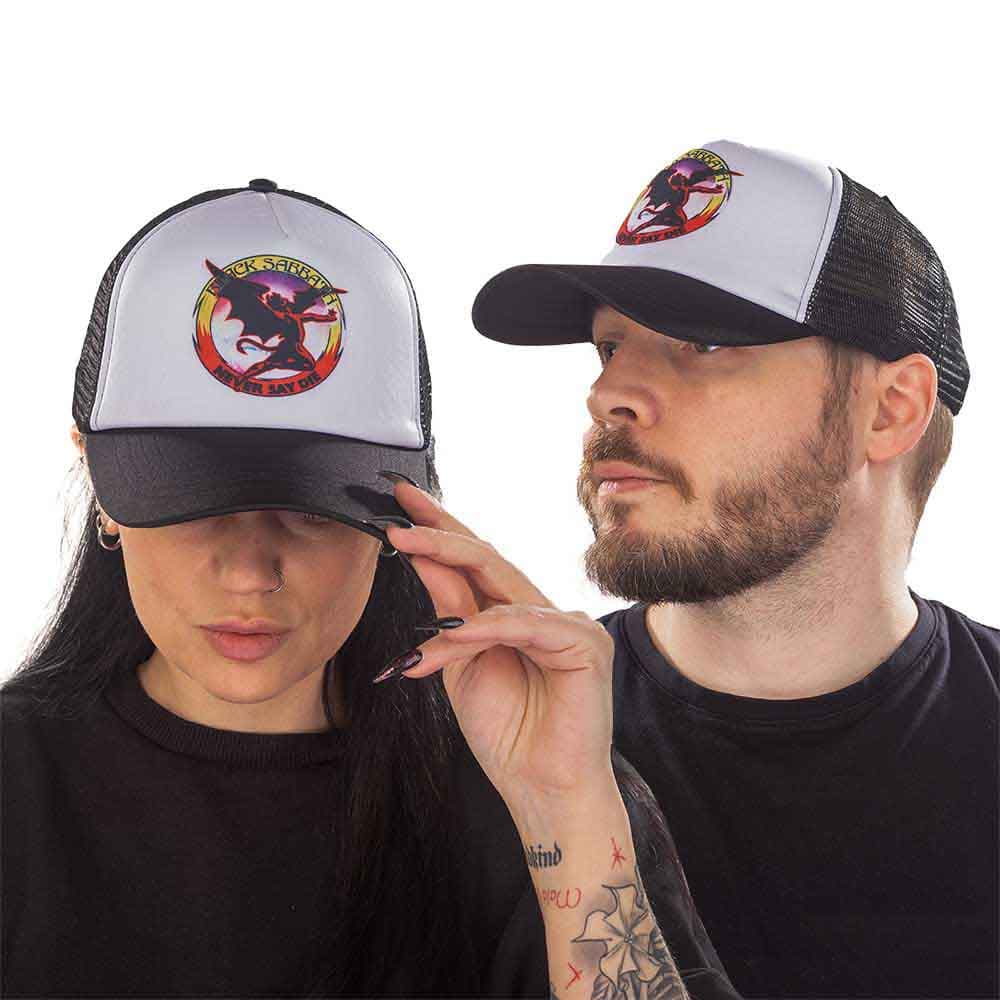 Black Sabbath: Unisex Mesh Back Cap/Never Say Die (Black & White)