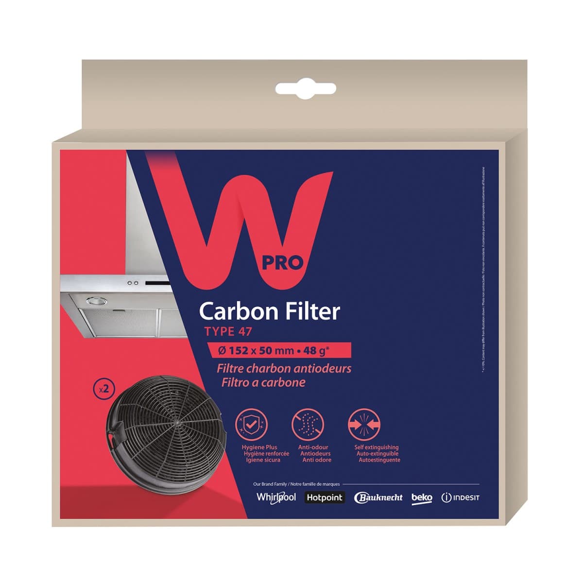 WPRO Kolfilter för Köksfläkt AMC023/1