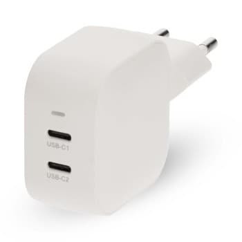 Nedis Väggladdare | 45 W | GaN | PD3.0 | 2.25 A / 3.0 A | Antal utgångar: 2 | 2x USB-C(tm) | Automatiskt val av Spänning | Vit