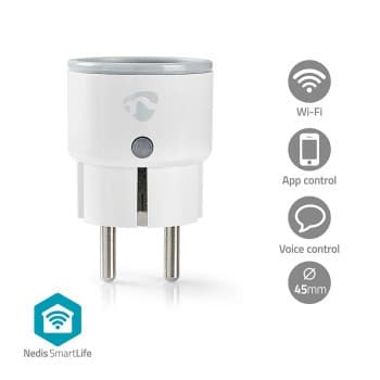 Nedis SmartLife Smart Plug | Wi-Fi | IP21 | Strömmätare | 2500 W | Jordad kontakt / Typ F (CEE 7/7) | -10 - 40 °C | Android(tm) / IOS | Vit | 1 st.
