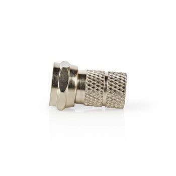 Nedis F-kontakt | Rak | Hane | Nickelplaterad | 75 Ohm | Twist-On | Kabel input diameter: 5.5 mm | Zinc Alloy | Silver | 5 st. | Låda