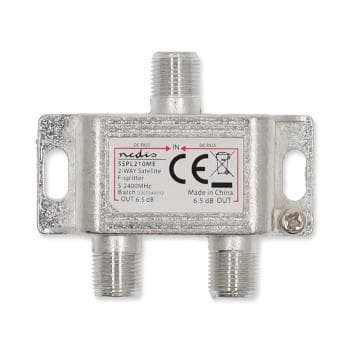 Nedis Satellite Splitter | 5 - 2400 MHz | 6.5 dB | Antal ingångar: 1 | Antal utgångar: 2 | Impedans: 75 Ohm | Zinc | Silver