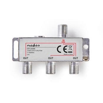 Nedis CATV Splitter | 5 - 1000 MHz | inkopplingsförlust: 6.8 dB | Antal utgångar: 3 | 75 Ohm | Zinc Alloy