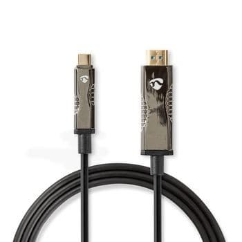 Nedis Aktiv optisk (AOC) USB kabel | USB-C(tm) Hane | HDMI(tm) Kontakt | 18 Gbps | 30.0 m | Rund | PVC | Svart | Presentbox