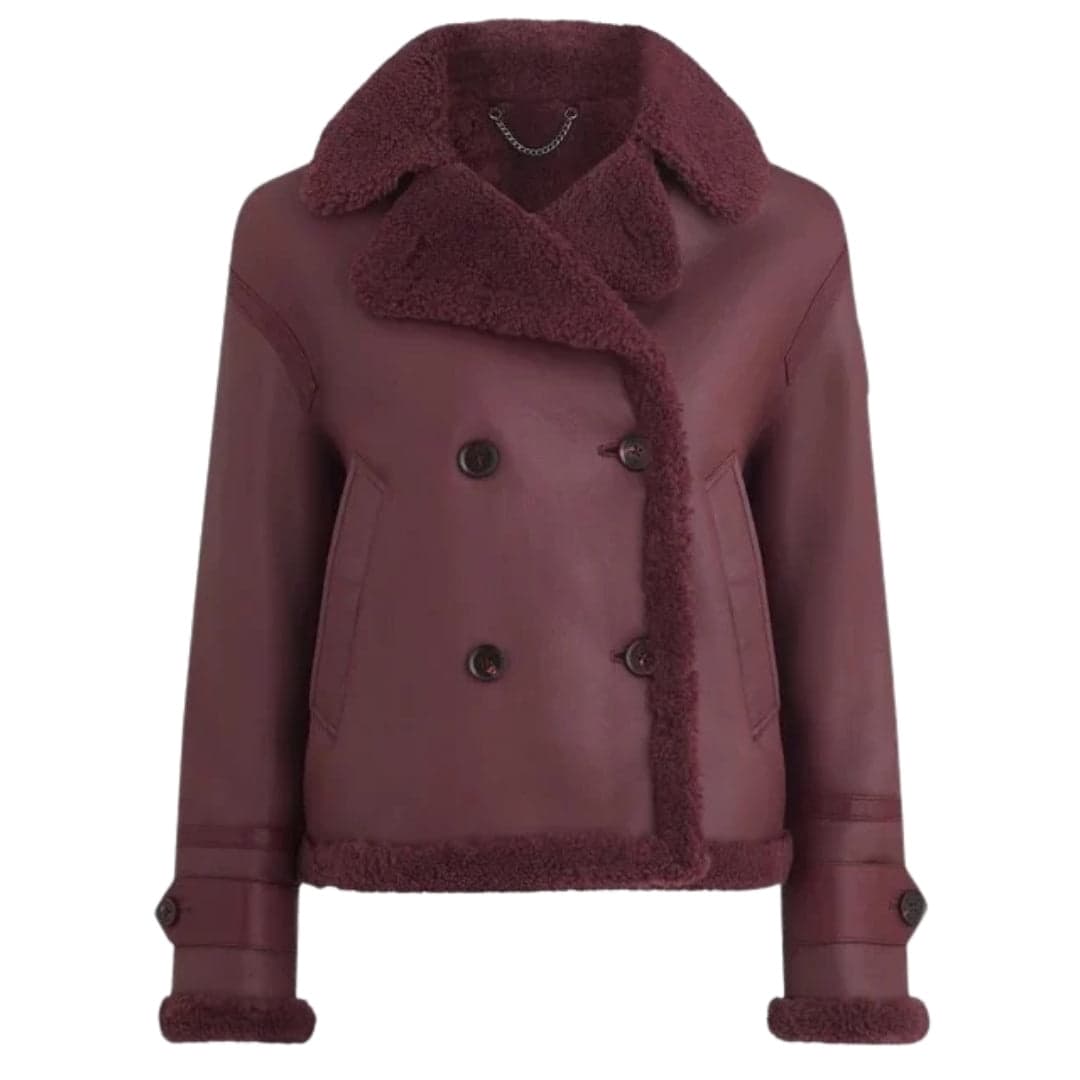 Belstaff Cedar Redwood Burgundy Sherling läderjacka