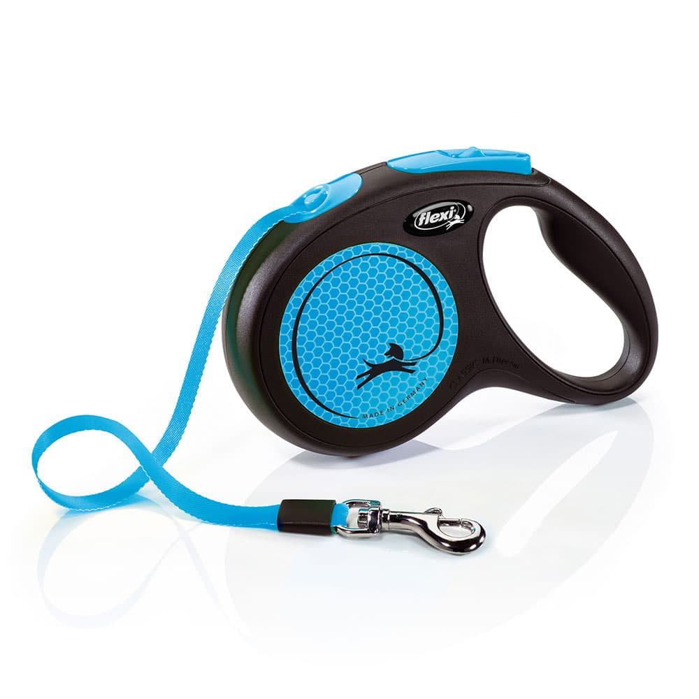flexi New Neon bandkoppel blått, 5 m - M: upp till 25 kg