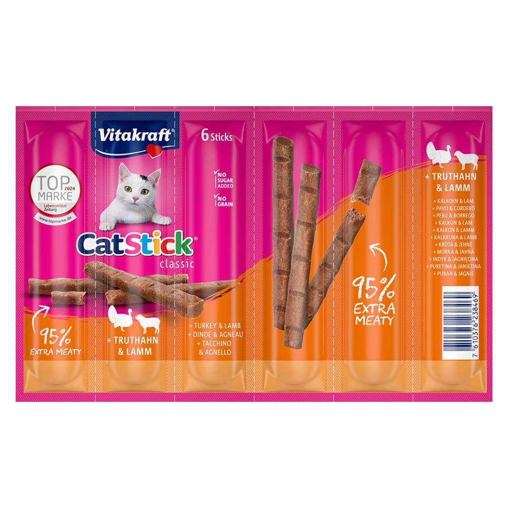 Vitakraft Cat Stick Mini Ekonomipack: Kalkon & lamm 24 x 6 g