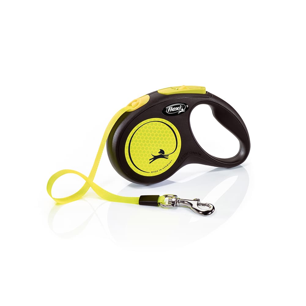 flexi New Neon Tape bandkoppel gult 5 m - S: upp till 15 kg