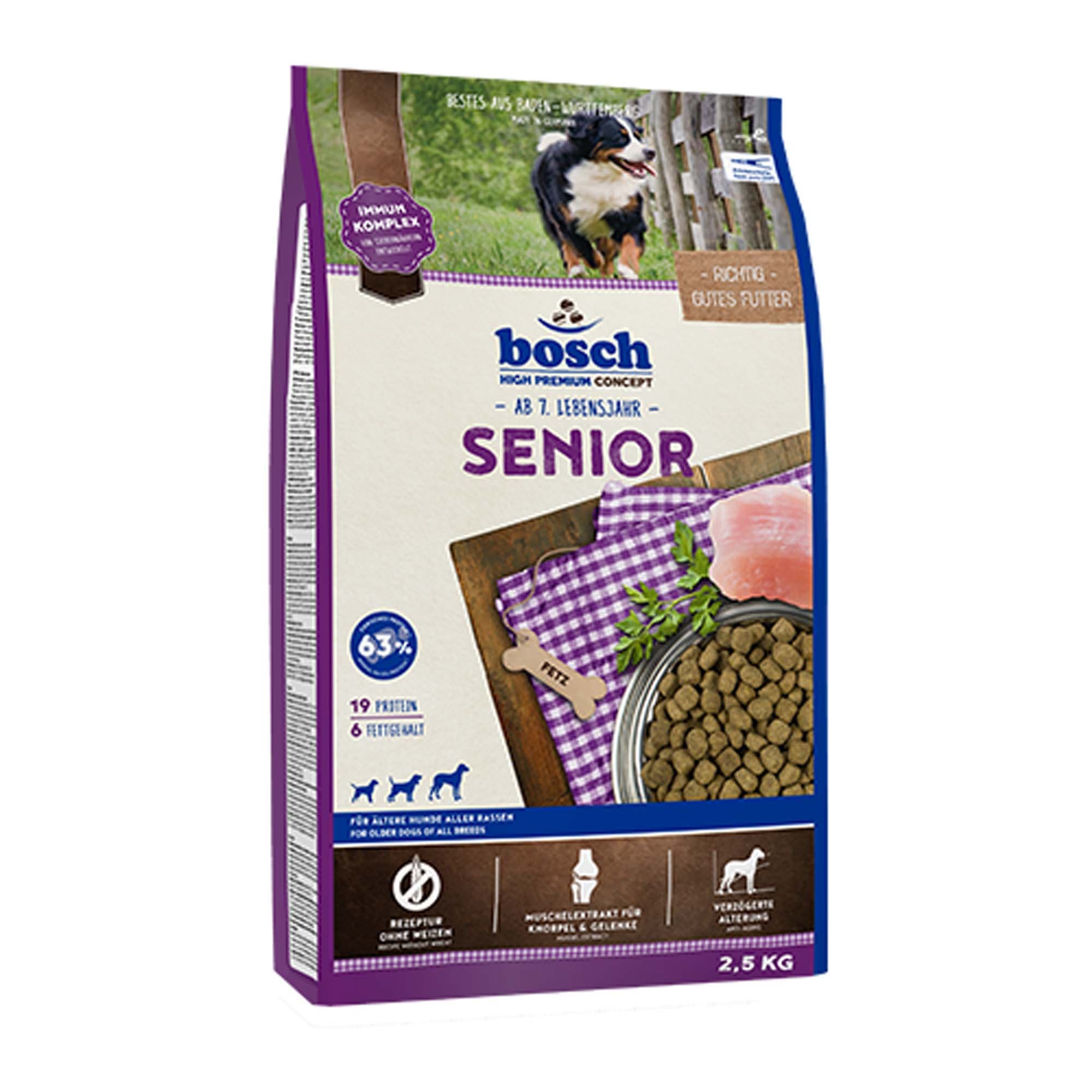Blandpack: 2 stora påsar bosch hundfoder till lågpris - Senior (12,5 kg)/Senior Age & Weight (11,5 kg)