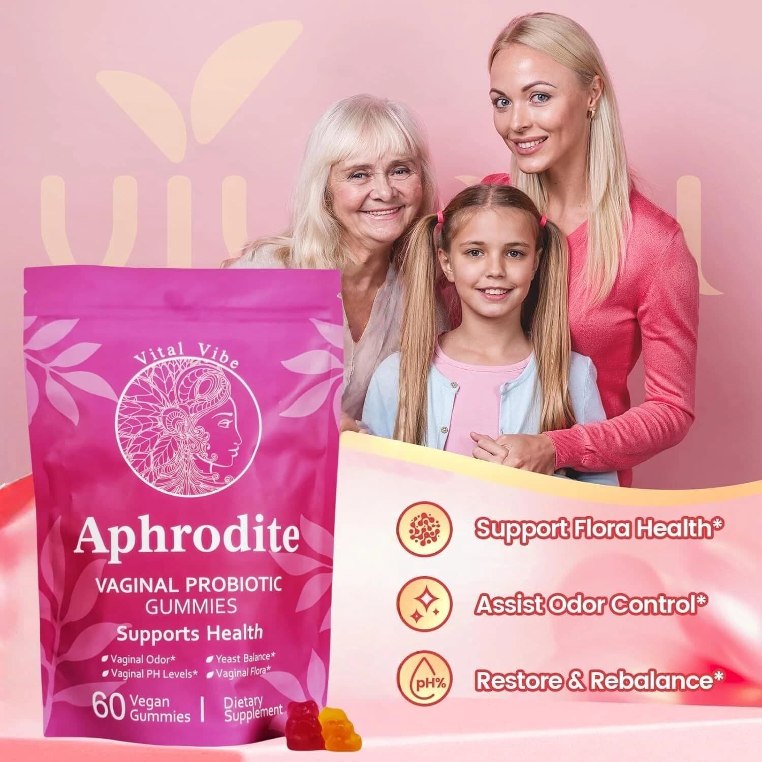 Vaginala Probiotiska Gummies, Kvinnors Bio-Balans för Intimflora &
