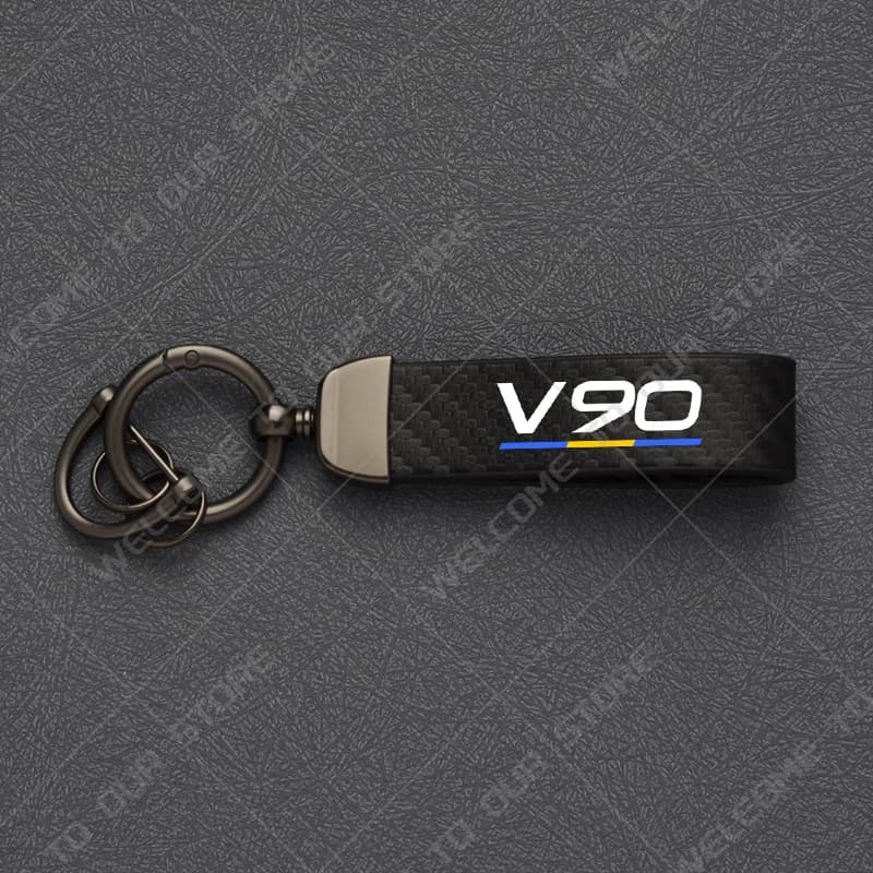For Volvo V70 V90 Cross Country Swedish Flag Logo Carbon Fiber Style Keychain Car Key Chain Zinc Alloy Keyring Decoratio Color Name : V90 Emblem 1