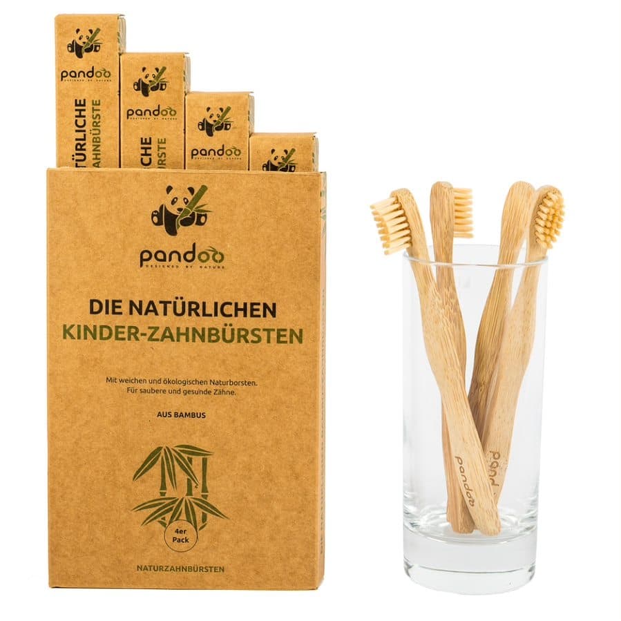 Bambutandborste för barn Medium Soft - 4 st