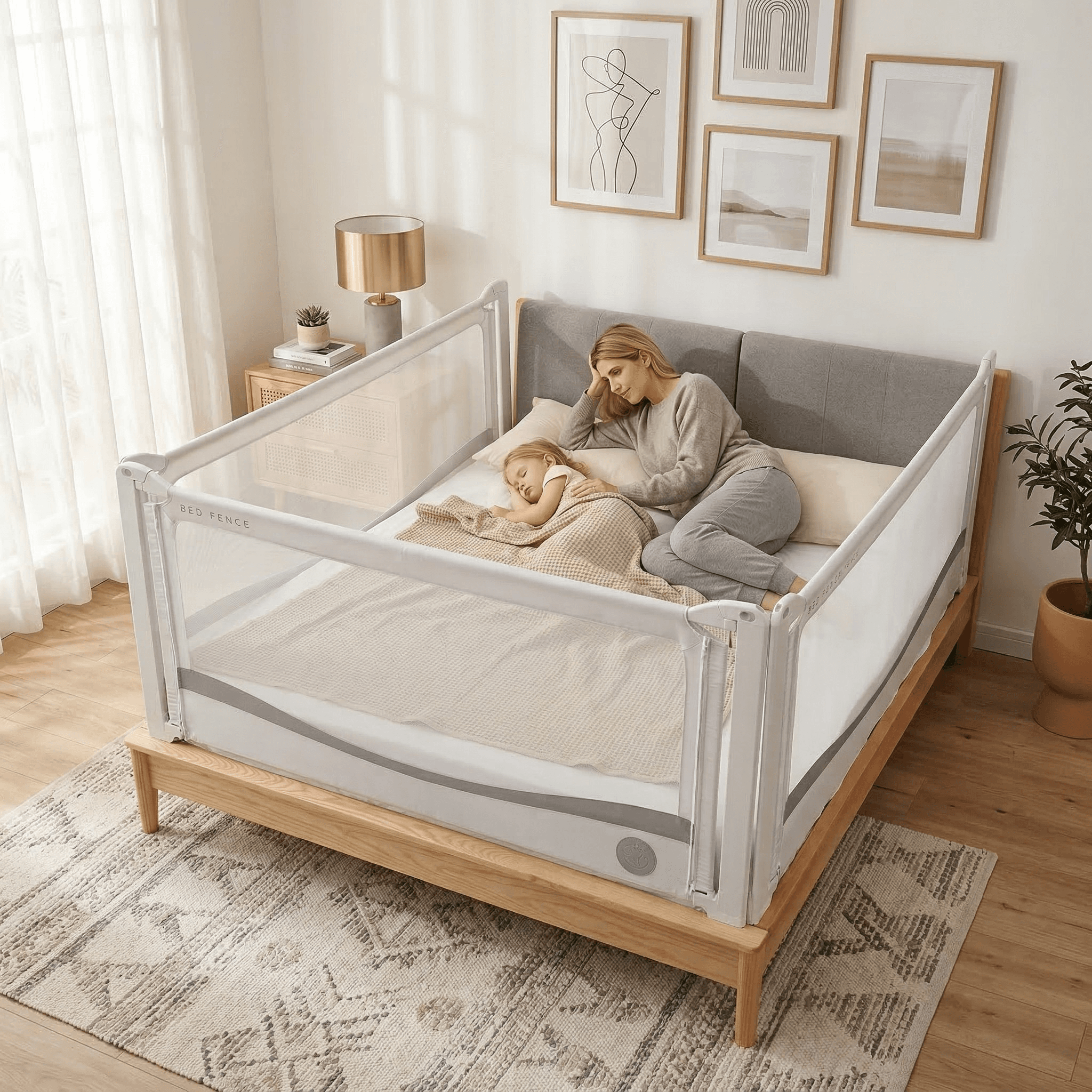 Monkey Mum® Premium sängskena - 120 cm - ljusgrå - rea