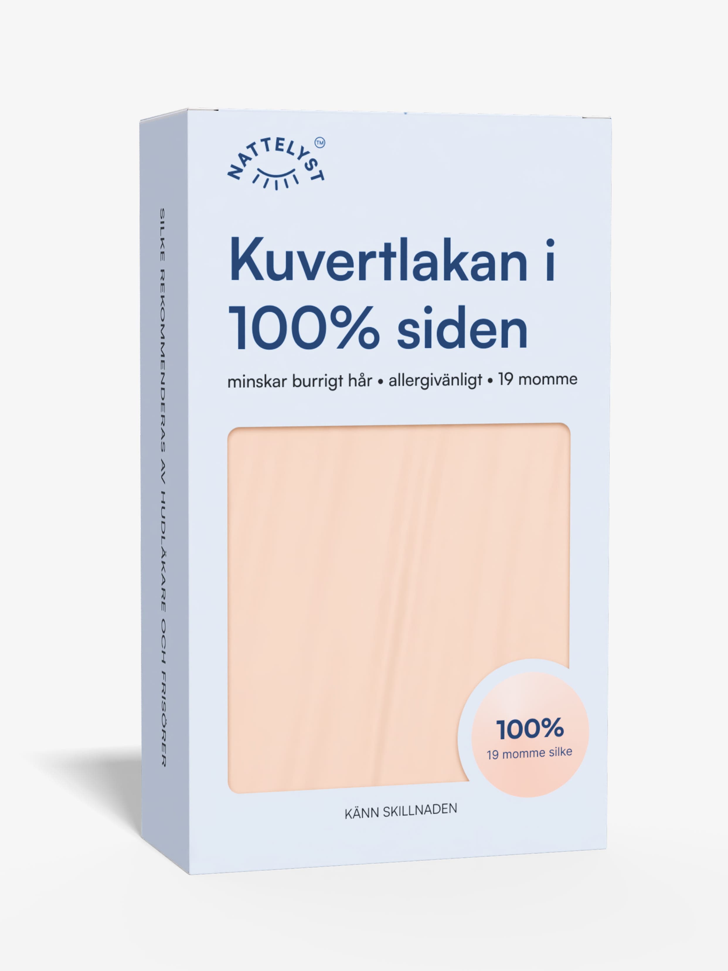 100% Mullbärssiden Kuvertlakan (OEKO-TEX) Beige - 180cm x 200cm + 20cm