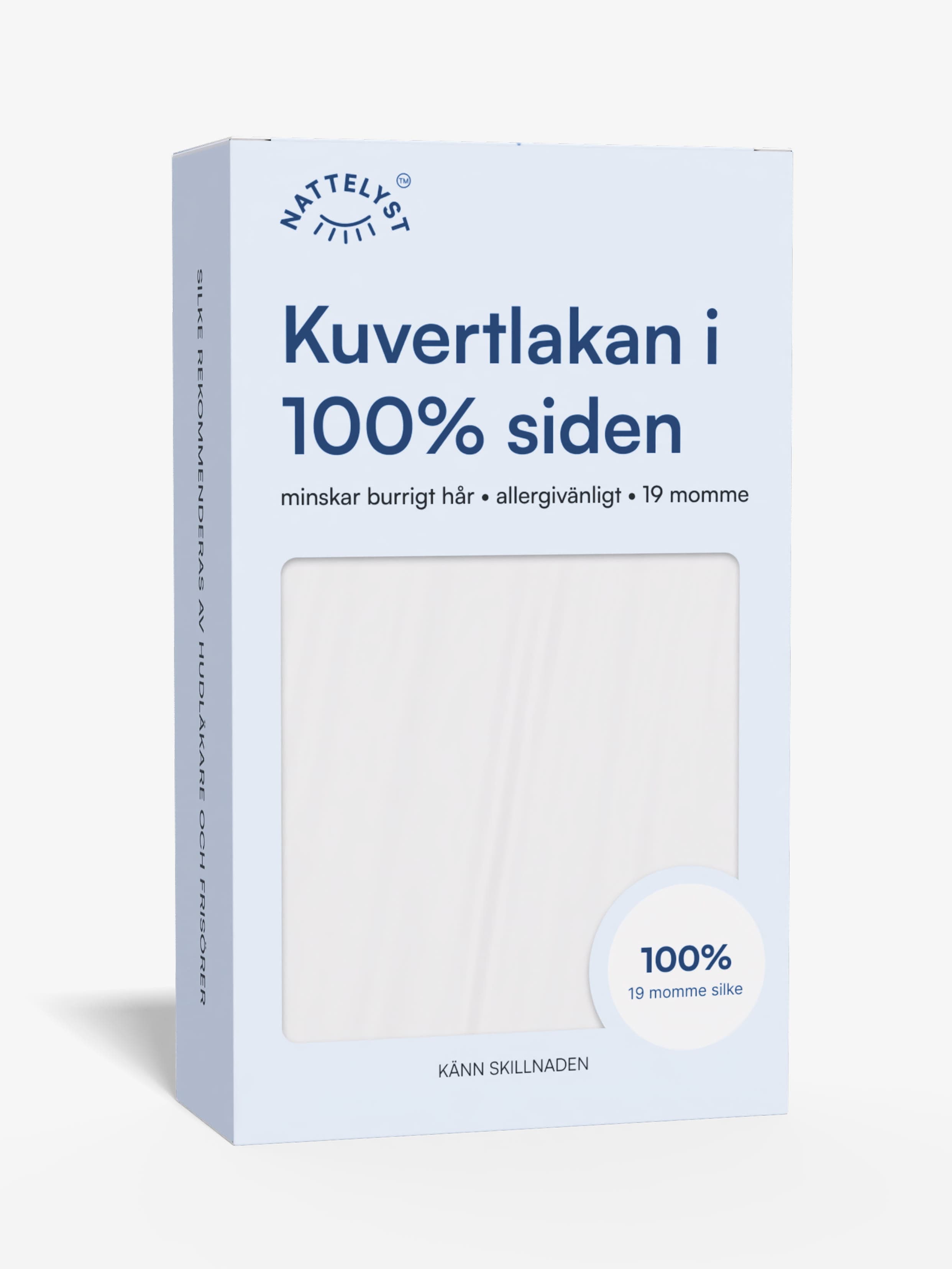 100% Mullbärssiden Kuvertlakan (OEKO-TEX) Vit - 160cm x 200cm + 20cm