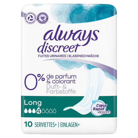 Always Discreet Long Incontinence Pads - 10 st