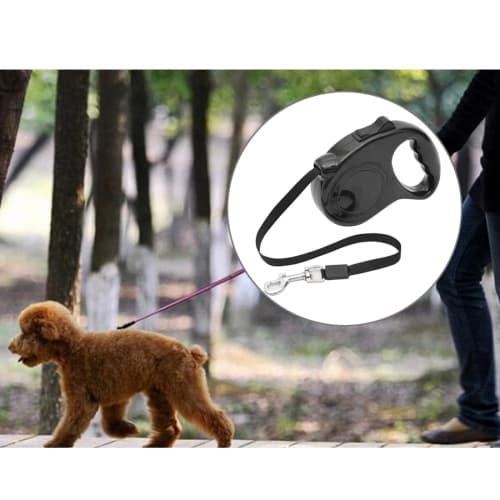 Flexikoppel för hund 3 meter (Färg: Svart)