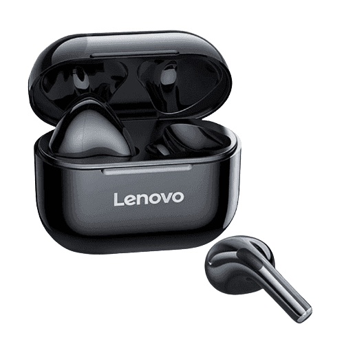 Trådlösa Hörlurar Bluetooth – Lenovo LivePods med Laddetui & Mikrofon (Färg: Svart)