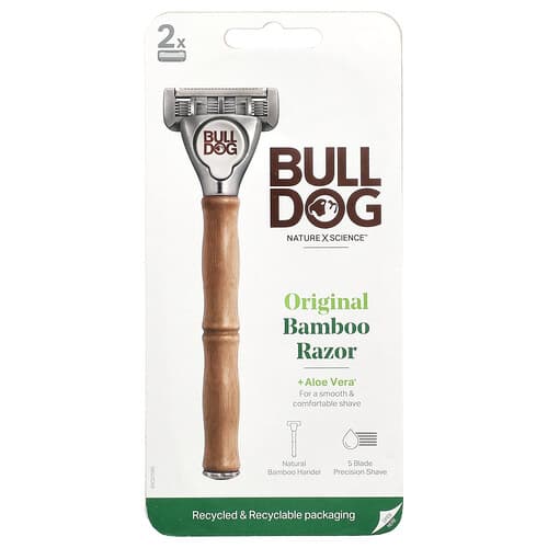 Bulldog Skincare For Men, Original bambuhyvel, 1 rakhyvel, 2 patroner