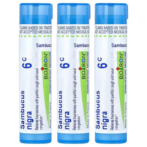 Boiron, Sambucus, Meltaway-pellets, 6C, 3 rör, ca 80 pellets vardera