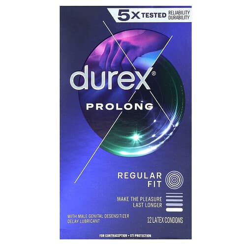 Durex, Prolong, standardform, 12 kondomer i latex