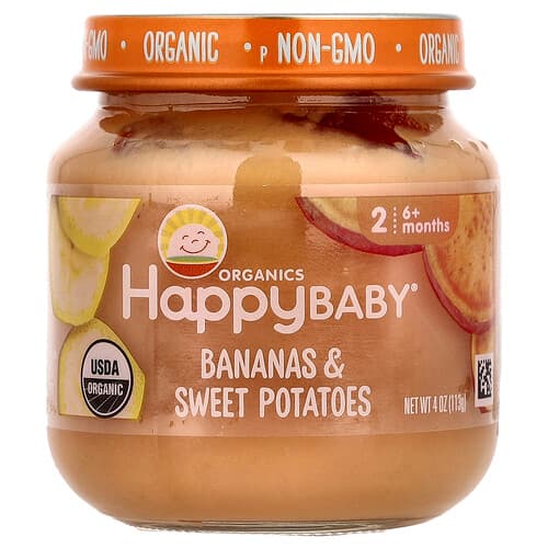Happy Family Organics, Happy Baby®, 6+ månader, bananer och sötpotatis, 113 g