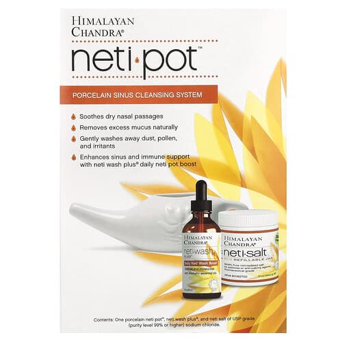 Himalayan Chandra, Neti Pot, Porslins bihåletvättningssystem, 3-delat kit