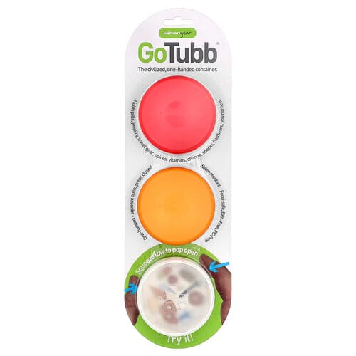 Humangear, GoTubb®-behållare, genomskinliga, orange, röda, 3-pack