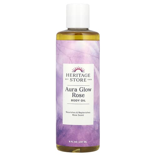 Heritage Store, Aura Glow kroppsolja, ros, 237 ml