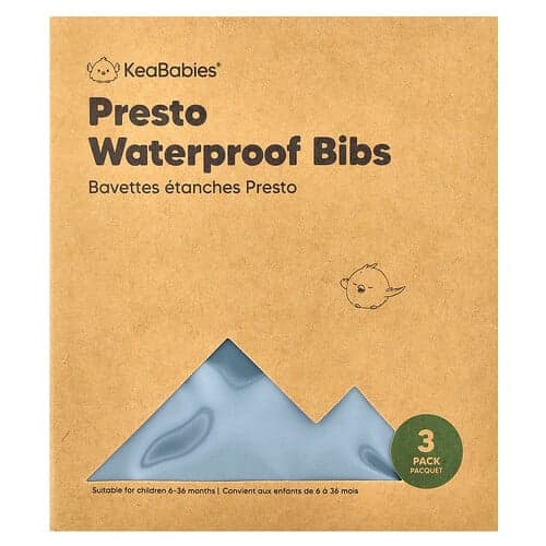 KeaBabies, Presto Vattentäta Haklappar, 6-36 Månader, Skiffergrå, 3-pack