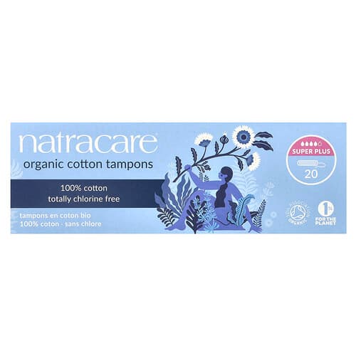 Natracare, Ekologiska bomullstamponger, Super Plus, 20 tamponger