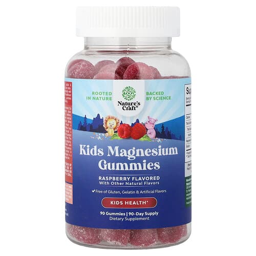 Nature's Craft, Barnmagnesiumgummier, hallon, 90 gummies