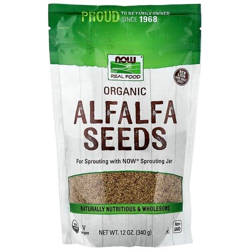 NOW Foods, Ekologiska alfalfafrön, 340 g