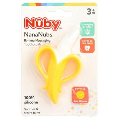 Nuby, NanaNubs, bananmassagetandborste, 3+ månader, 1 borste