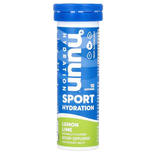 Nuun, Sport Hydrering, Sprudlande elektrolytdryck, Citron Lime, 10 Tabletter