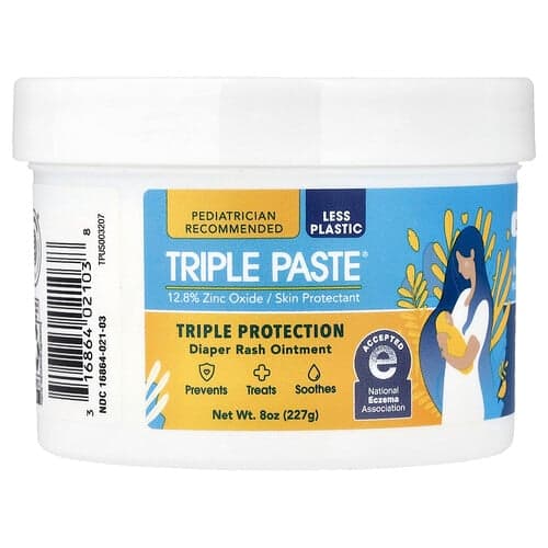 Triple Paste, Zinkoxidsalva mot blöjeksem, oparfymerad, 227 g