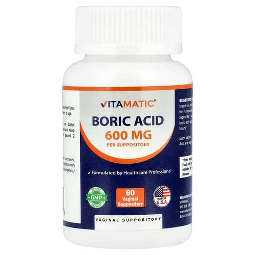 Vitamatic, Borsyra, 600 mg, 60 vaginala suppositorier
