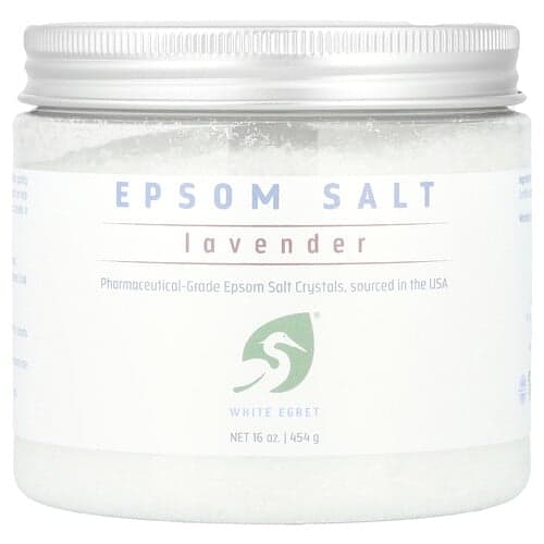 White Egret, Epsomsalt, lavendel, 454 g