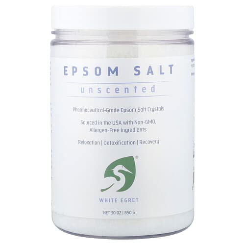 White Egret, Epsomsalt, oparfymerat, 30 oz (850 g)