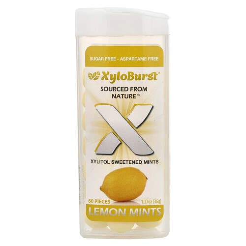 Xyloburst, Xylitol-sötade mintpastiller, citron, 60 bitar, 36 g