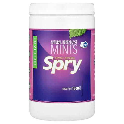 Xlear, Spry®, Dental Defense Mints med xylitol, naturlig bärextrakt, 1 200 bitar
