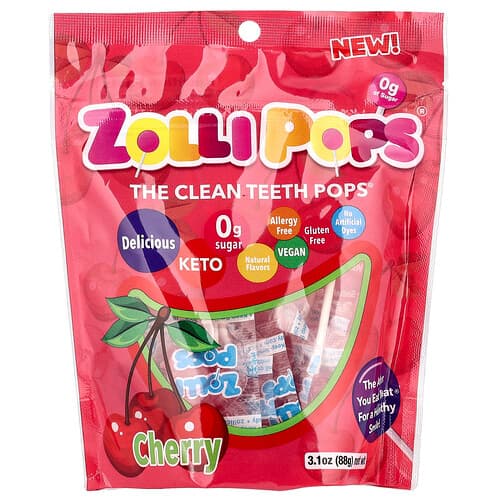 Zollipops, The Clean Teeth Pops®, körsbär, 88 g