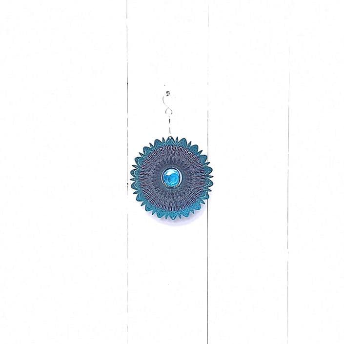 Vindspel Spinner 3D Blå med Glaskula (Storlek: 30cm)