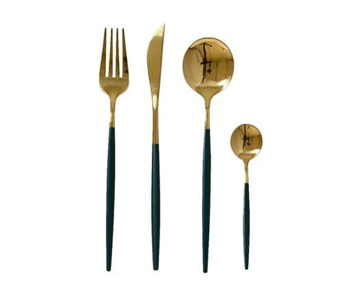 Bestick 16-pack Guld & Grön