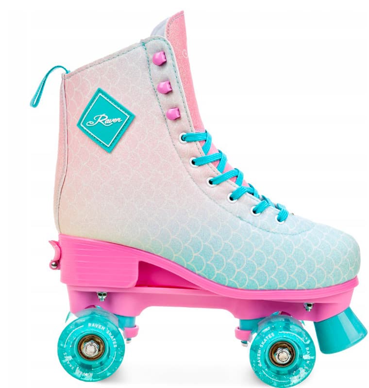 Raven mides sida vid sida rosa LED-rullskridskor Str. 39 - 42