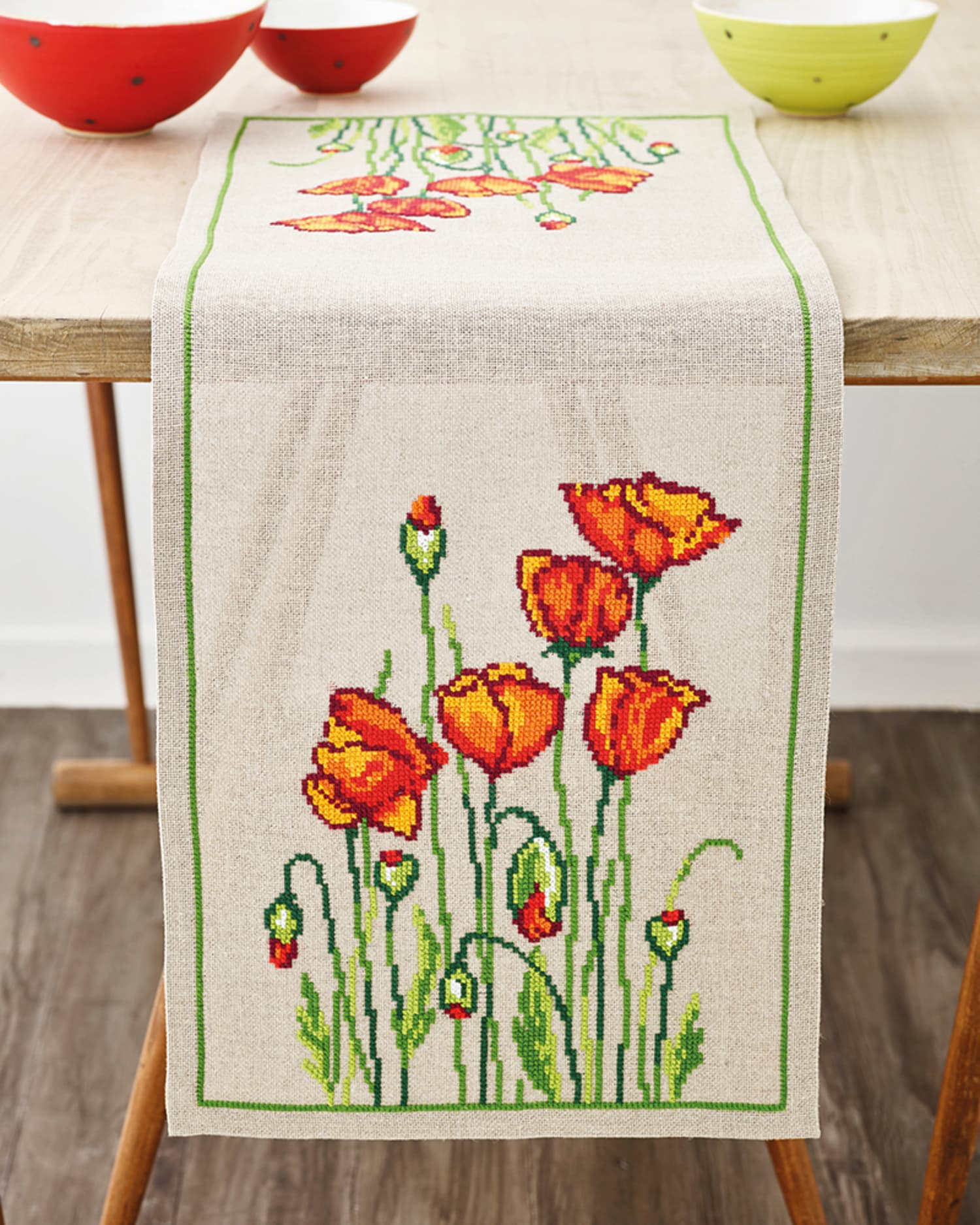 Permin Broderikit - Löpare Broderi Med Vilda Vallmor - 68-3443