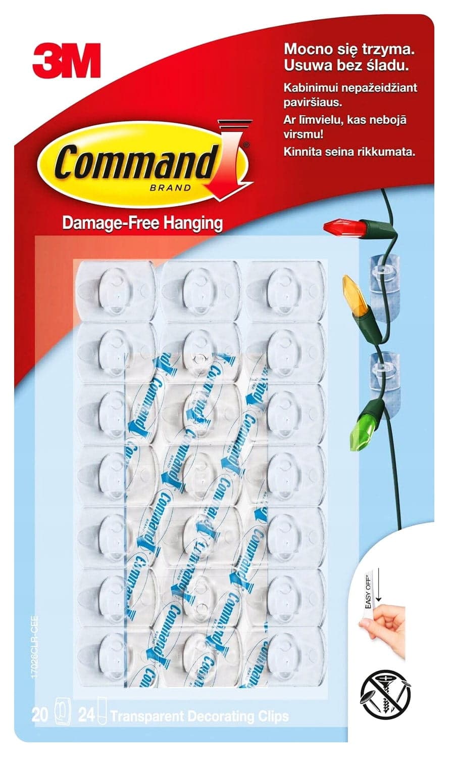 Command transparenta självhäftande krokar 20 st